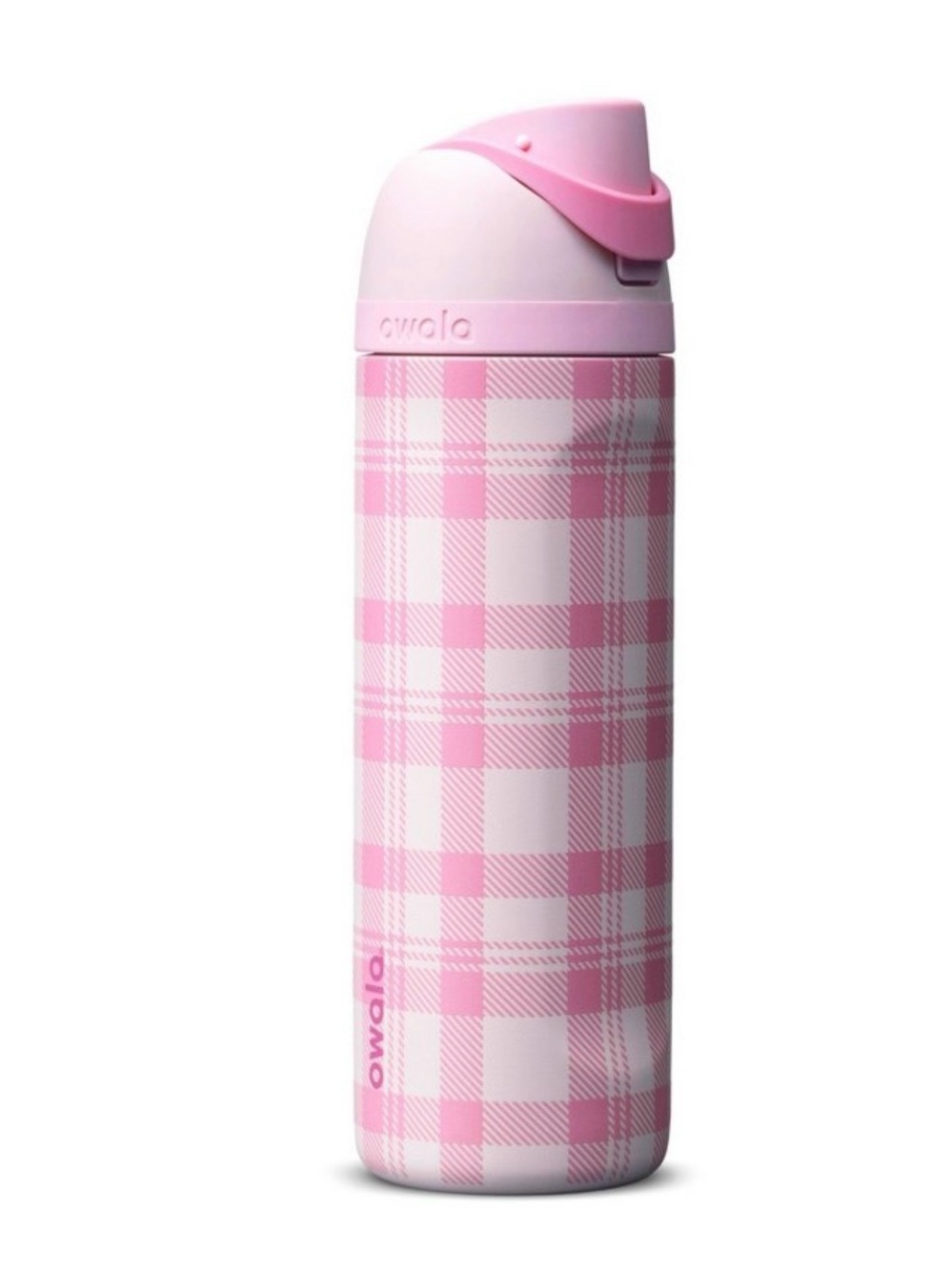 Owalo Highland Pink Plaid Special Edition 24oz stainless freesip insulated